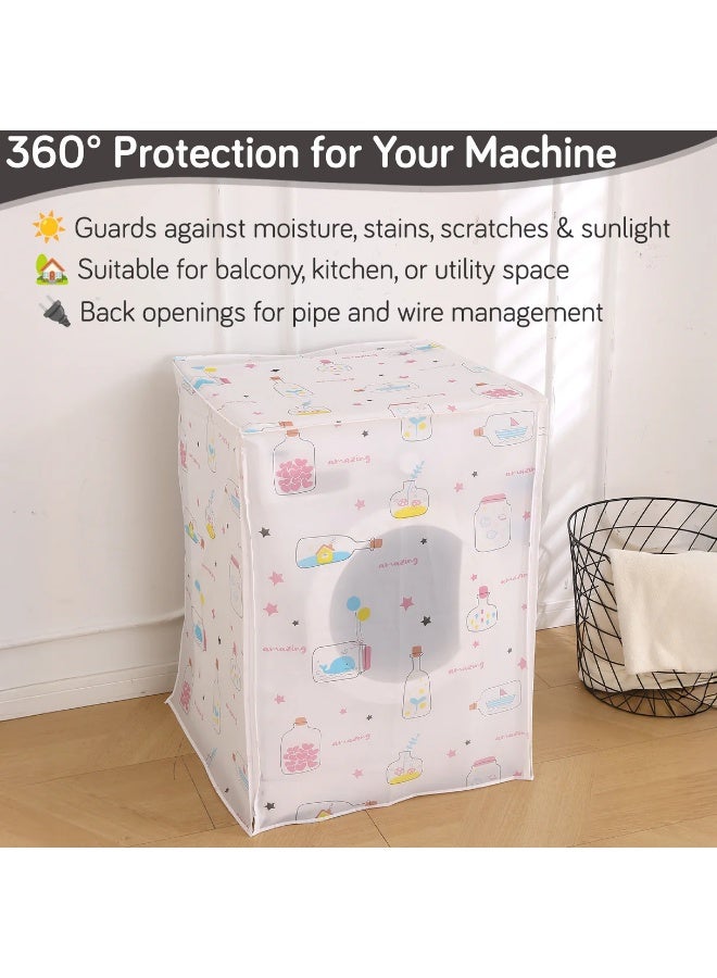 KITCHENOO Waterproof Front Load / Top Load Washing Machine Cover | PEVA Dustproof Protective Cover for 6kg, 6.5kg, 7kg & 7.5kg Fully Automatic Machines, Geometric Abstract - Image 2